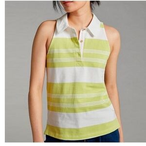 ANTHROPOLOGIE Maeve Striped Lime Polo Tank